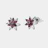 Orecchini in Metallo Lobo Fiore Rosso Cristalli
