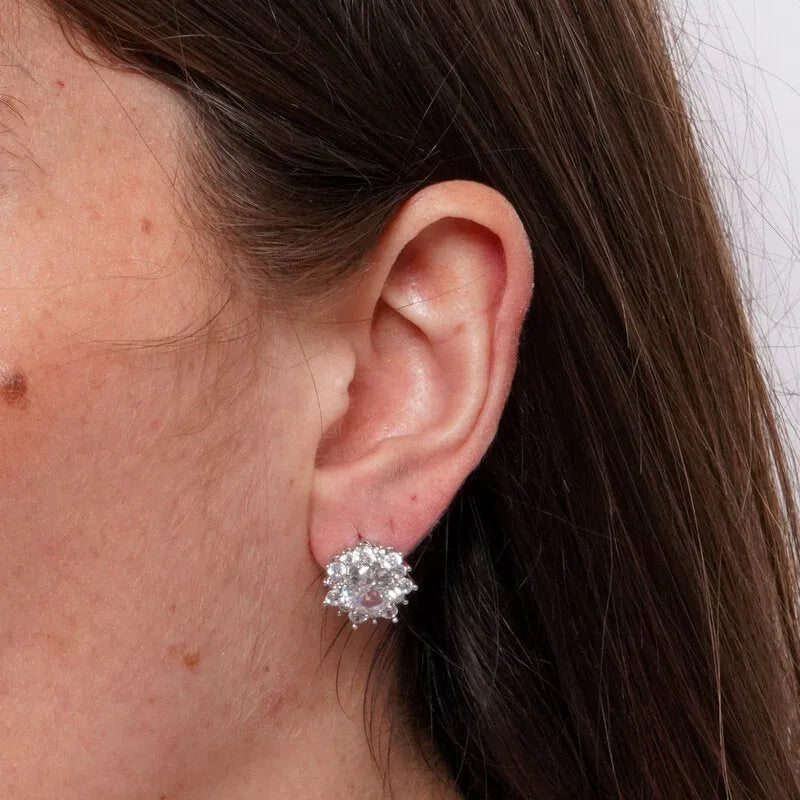Orecchini in Metallo Lobo Margherita Argento Strass