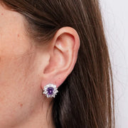 Orecchini in Metallo Lobo Fiore Viola Ametista