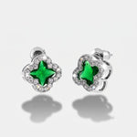 Orecchini in Metallo Lobo Fiore Verde Smeraldo - BYSIMON gioielli
