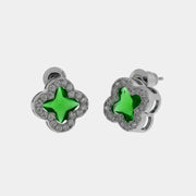 Orecchini in Metallo Lobo Fiore Verde Smeraldo