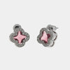 Orecchini in Metallo Lobo Trifoglio Argento Strass