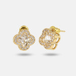 Orecchini in Metallo Lobo Quadrifoglio Oro Strass - BYSIMON gioielli