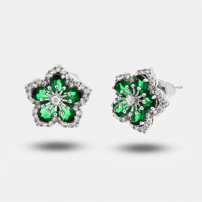 Orecchini in Metallo Lobo Stella Verde Smeraldo - BYSIMON gioielli