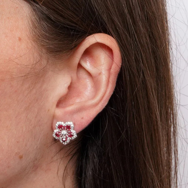 Orecchini in Metallo Lobo Stella Viola Strass