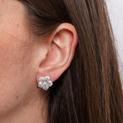 Orecchini in Metallo Lobo Tondo Argento Strass