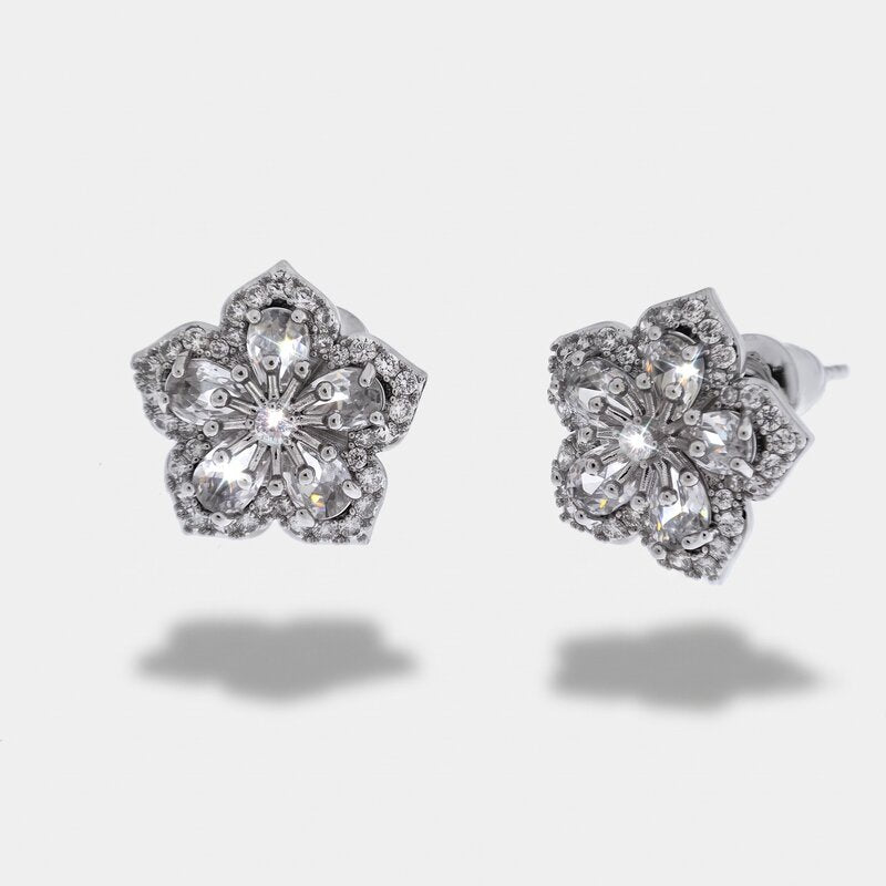 Orecchini in Metallo Lobo Tondo Argento Strass - BYSIMON gioielli