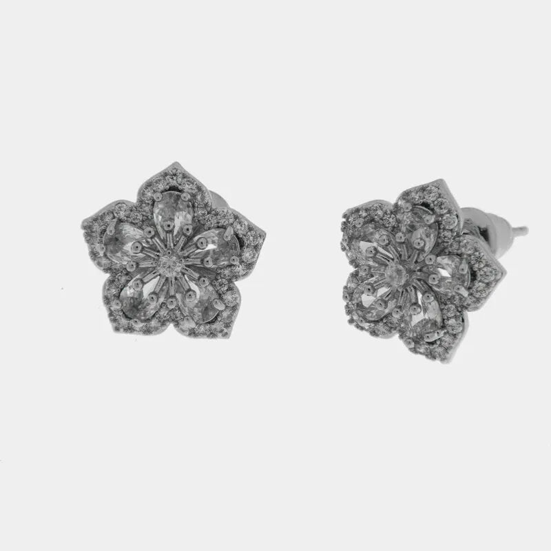 Orecchini in Metallo Lobo Tondo Argento Strass
