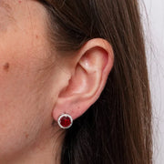 Orecchini in Metallo Lobo Tondo Rosso Elegante
