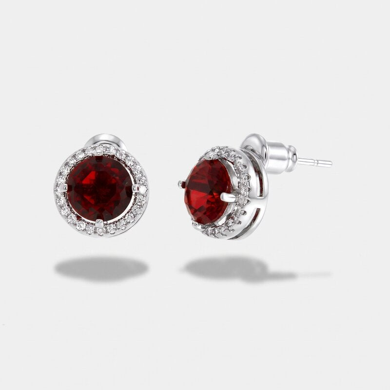 Orecchini in Metallo Lobo Tondo Rosso Elegante - BYSIMON gioielli