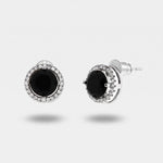 Orecchini in Metallo Lobo Tondo Nero Elegante - BYSIMON gioielli