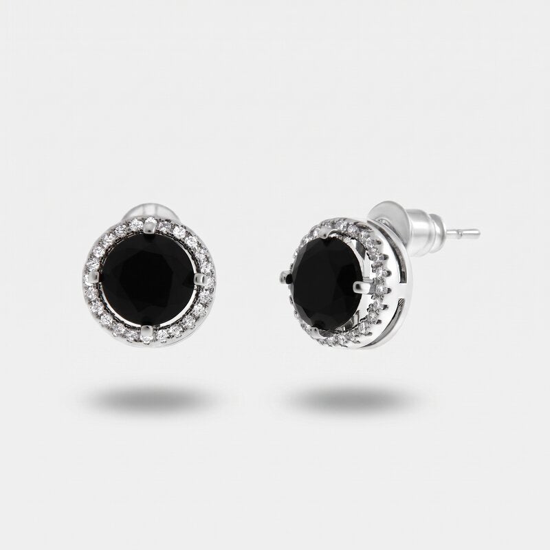 Orecchini in Metallo Lobo Tondo Nero Elegante - BYSIMON gioielli