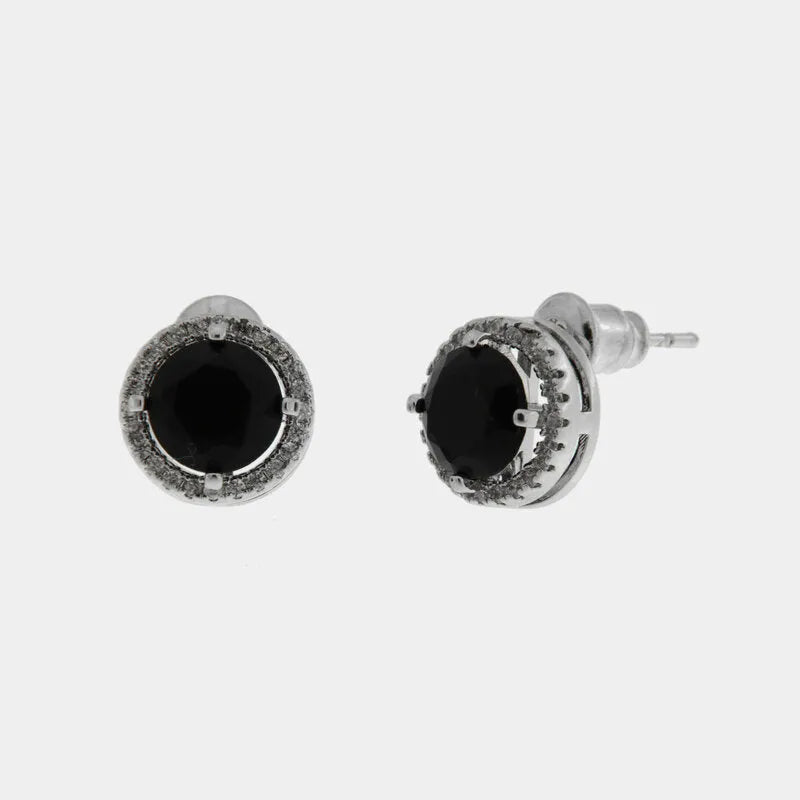 Orecchini in Metallo Lobo Tondo Nero Elegante