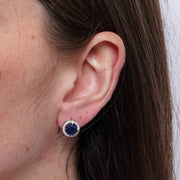 Orecchini in Metallo Lobo Tondo Blu Zaffiro