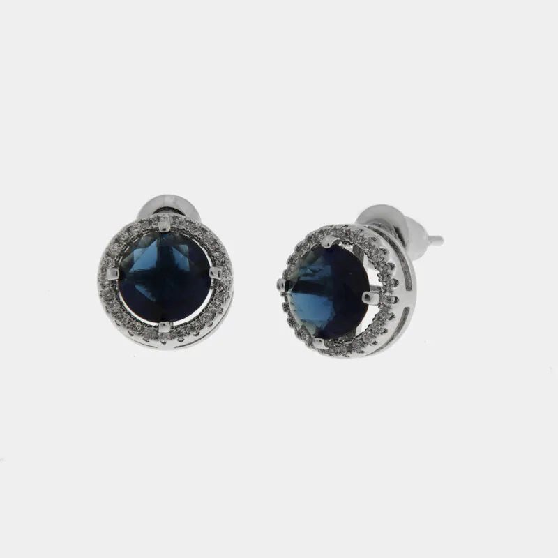 Orecchini in Metallo Lobo Tondo Blu Zaffiro