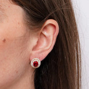 Orecchini in Metallo Lobo Tondo Rosso Oro