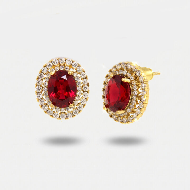 Orecchini in Metallo Lobo Tondo Rosso Oro - BYSIMON gioielli