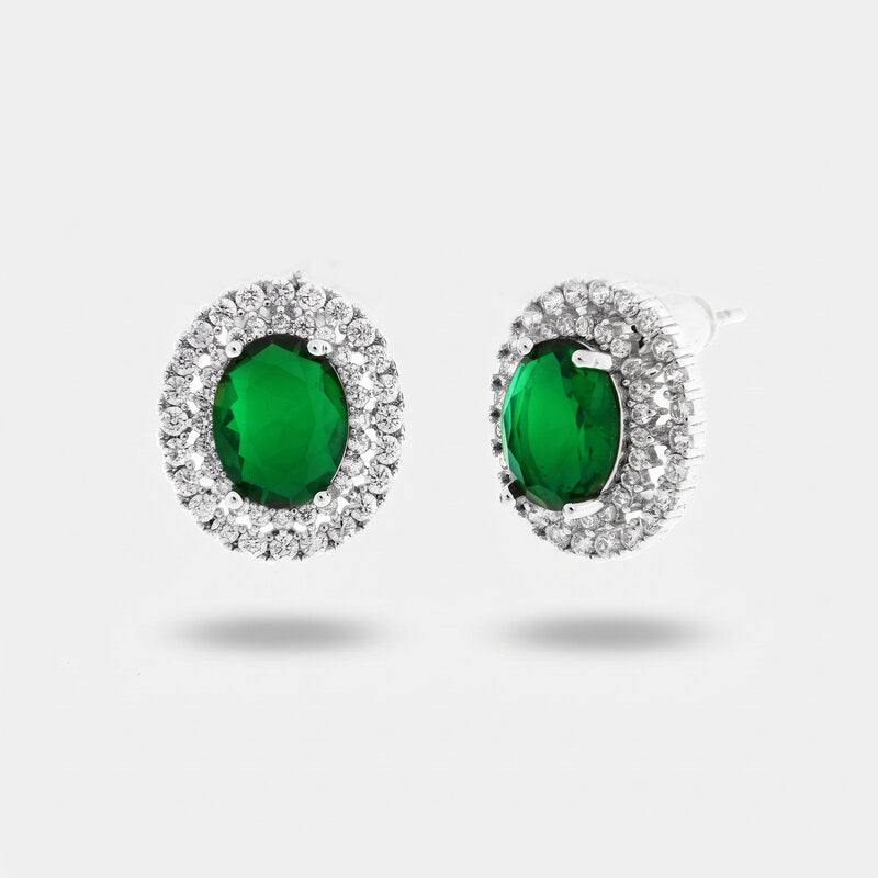 Orecchini in Metallo Lobo Tondo Verde Smeraldo - BYSIMON gioielli