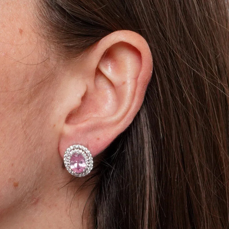 Orecchini in Metallo Lobo Ovale Rosa Corallo