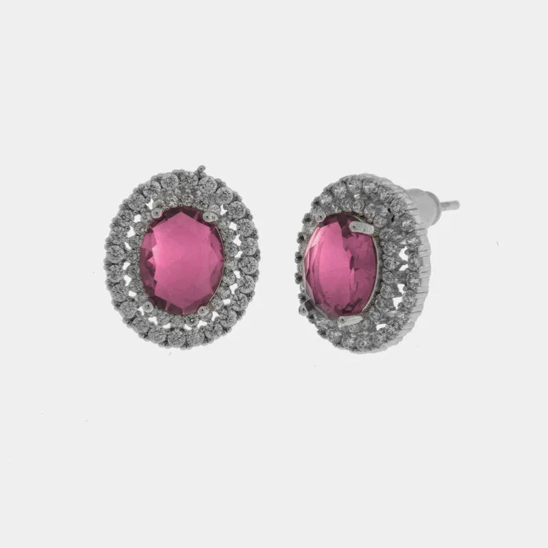 Orecchini in Metallo Lobo Ovale Rosa Corallo