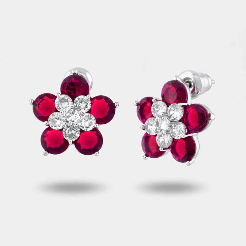 Orecchini in Metallo Lobo Fiore Fucsia Petali - BYSIMON gioielli