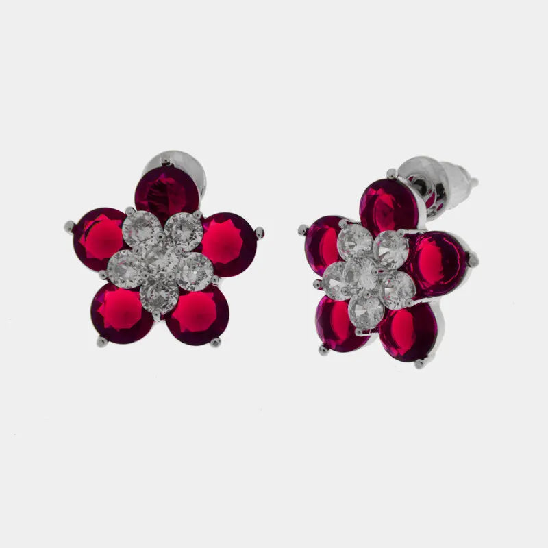 Orecchini in Metallo Lobo Fiore Fucsia Petali