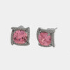 Orecchini in Metallo Lobo Quadrato Rosa Strass