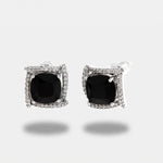 Orecchini in Metallo Lobo Quadrato Nero Strass - BYSIMON gioielli