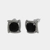 Orecchini in Metallo Lobo Quadrato Nero Strass