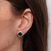 Orecchini in Metallo Lobo Quadrato Verde Smeraldo