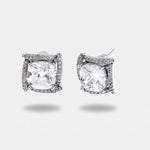 Orecchini in Metallo Lobo Quadrato Argento Strass - BYSIMON gioielli