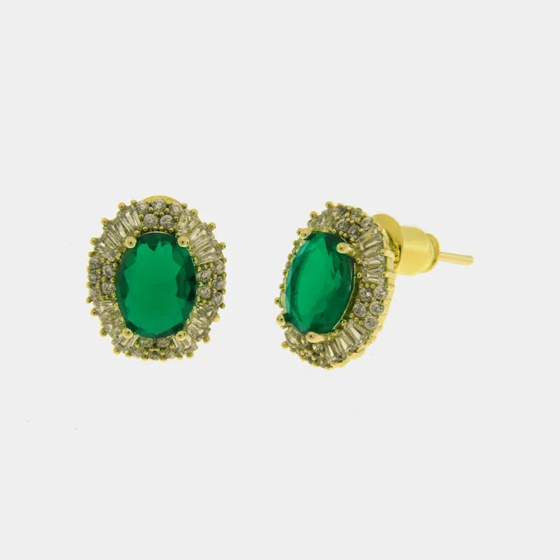 Orecchini in Metallo Lobo Goccia Verde Oro