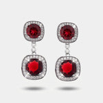 Orecchini in Metallo Pendente Doppio Rosso Strass - BYSIMON gioielli