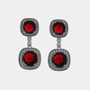 Orecchini in Metallo Pendente Doppio Rosso Strass
