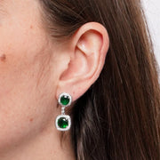 Orecchini in Metallo Pendente Doppio Verde Smeraldo