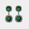 Orecchini in Metallo Pendente Doppio Verde Smeraldo