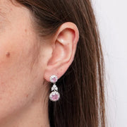 Orecchini in Metallo Pendente Triplo Rosso Strass