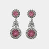Orecchini in Metallo Pendente Triplo Rosso Strass