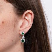 Orecchini in Metallo Pendente Triplo Verde Smeraldo