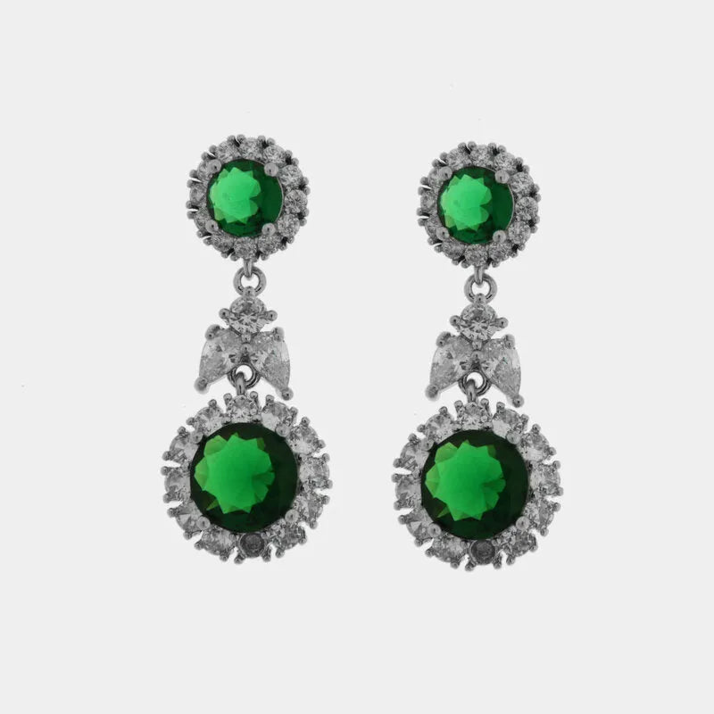 Orecchini in Metallo Pendente Triplo Verde Smeraldo