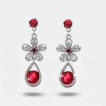 Orecchini in Metallo Pendente Rosso Rubino Strass - BYSIMON gioielli