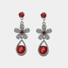 Orecchini in Metallo Pendente Rosso Rubino Strass
