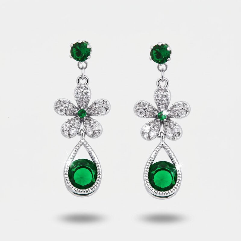 Orecchini in Metallo Pendente Verde Turchese Strass - BYSIMON gioielli