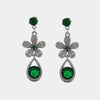 Orecchini in Metallo Pendente Verde Turchese Strass