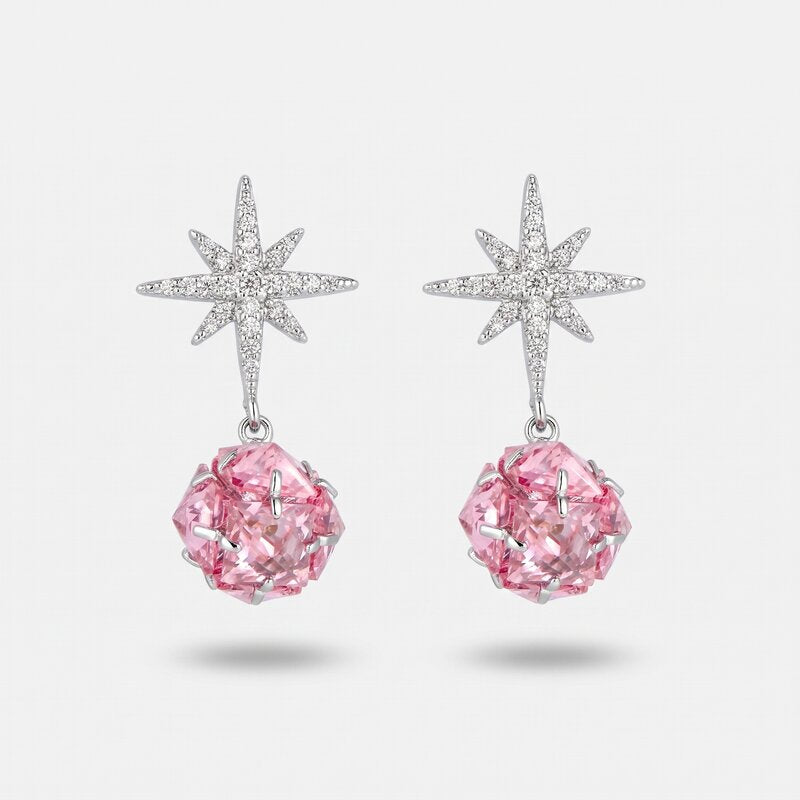 Orecchini in Metallo Lobo Stellina Argento Strass - BYSIMON gioielli
