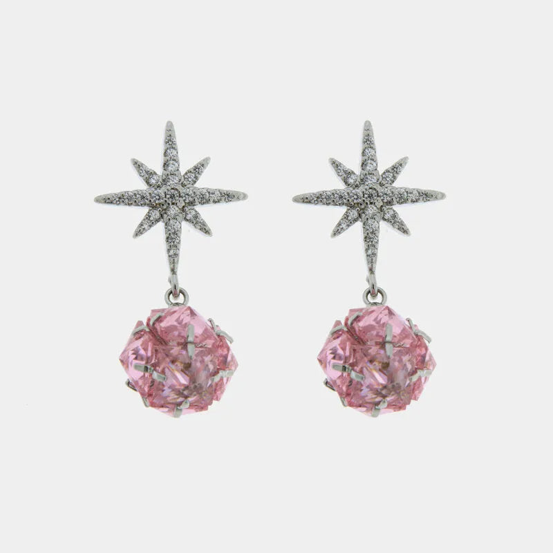 Orecchini in Metallo Lobo Stellina Argento Strass