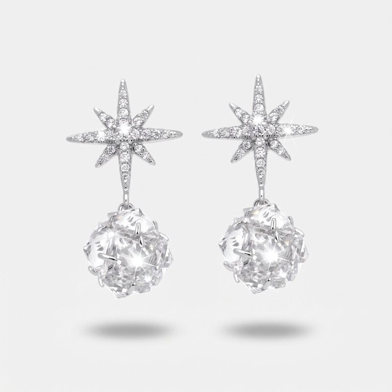 Orecchini in Metallo Pendente Stella Argento Strass - BYSIMON gioielli