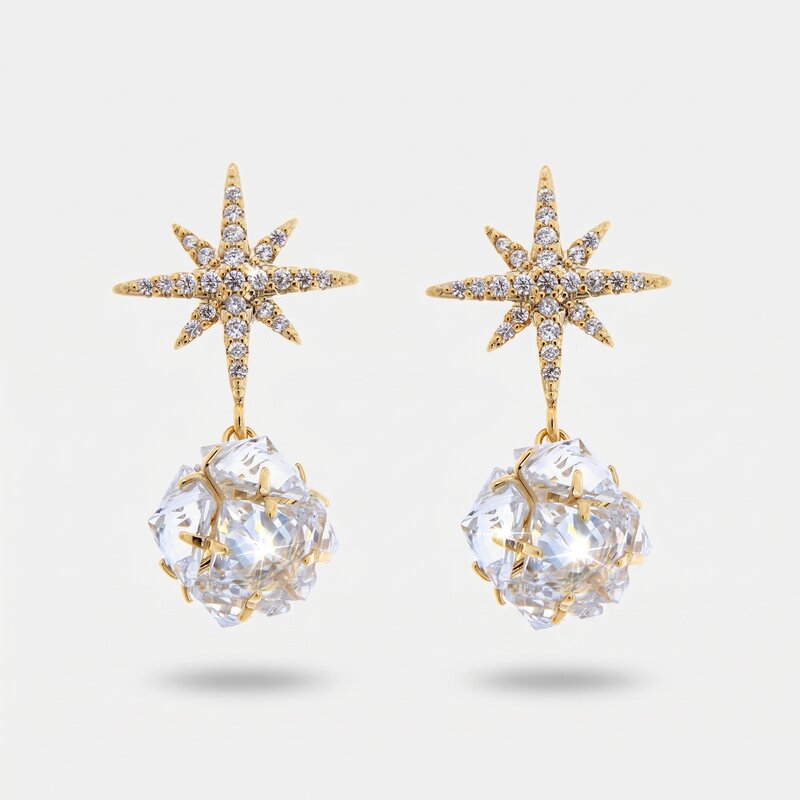 Orecchini in Metallo Pendente Stella Cristalli - BYSIMON gioielli