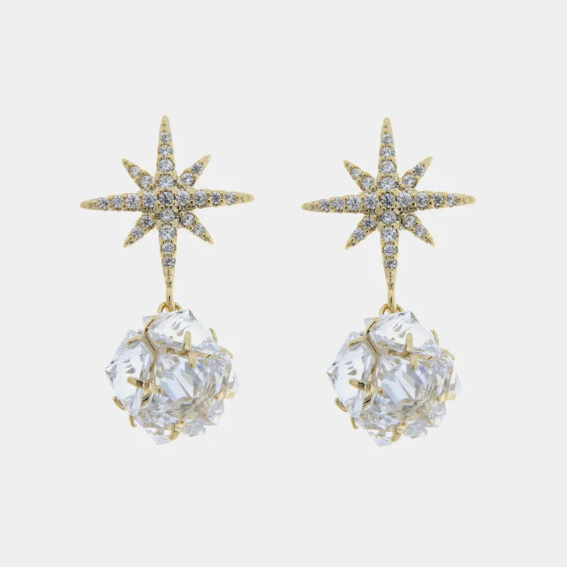 Orecchini in Metallo Pendente Stella Cristalli