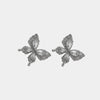 Orecchini in Metallo Lobo Farfalla Argento Strass